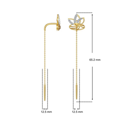 Lotus Petal Sui Dhaga Diamond Earrings