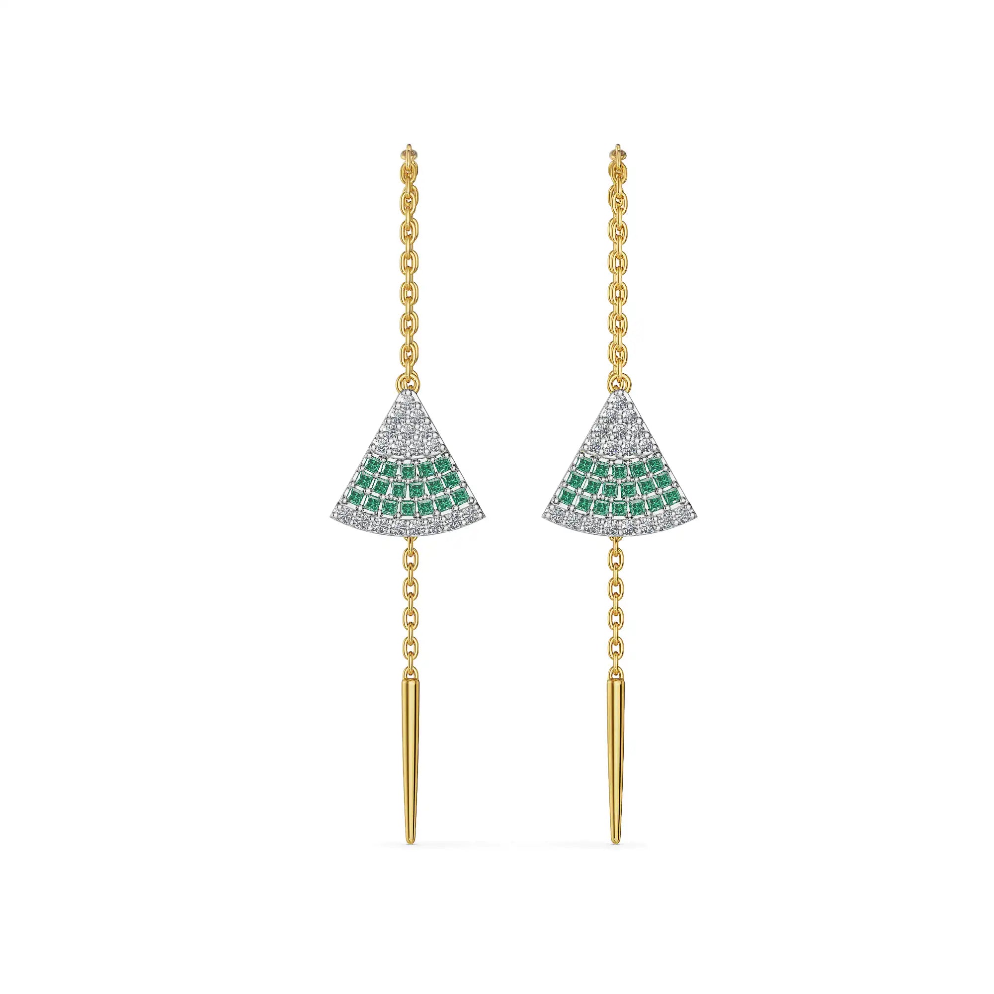 Emerald Fanfare Sui Dhaga Lab Diamond Earrings