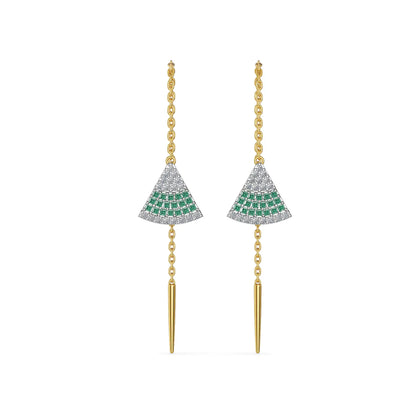 Emerald Fanfare Sui Dhaga Lab Diamond Earrings