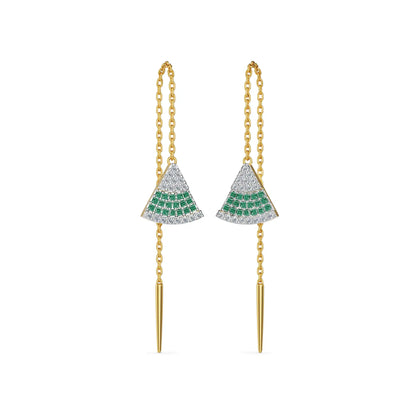 Emerald Fanfare Sui Dhaga Lab Diamond Earrings