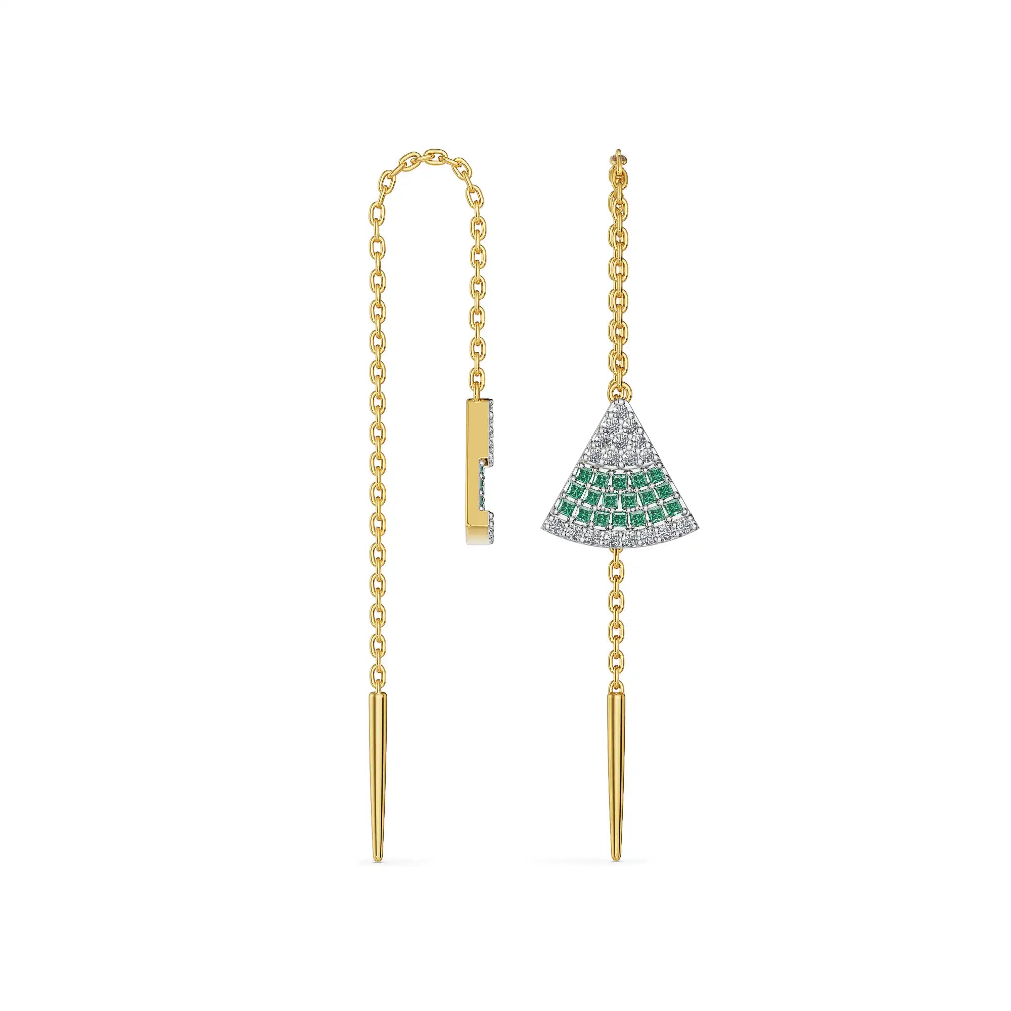 Emerald Fanfare Sui Dhaga Lab Diamond Earrings