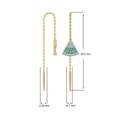 Emerald Fanfare Sui Dhaga Lab Diamond Earrings