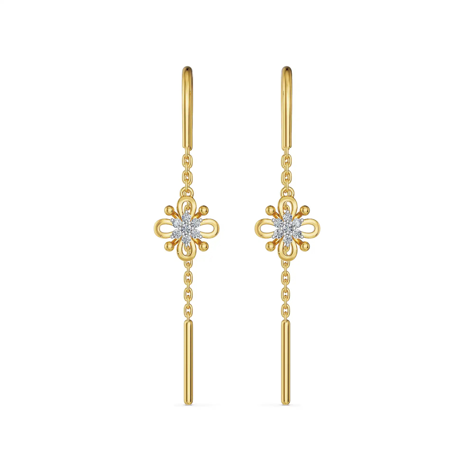 Lotus Sui Dhaga Lab Grown Diamond Earrings