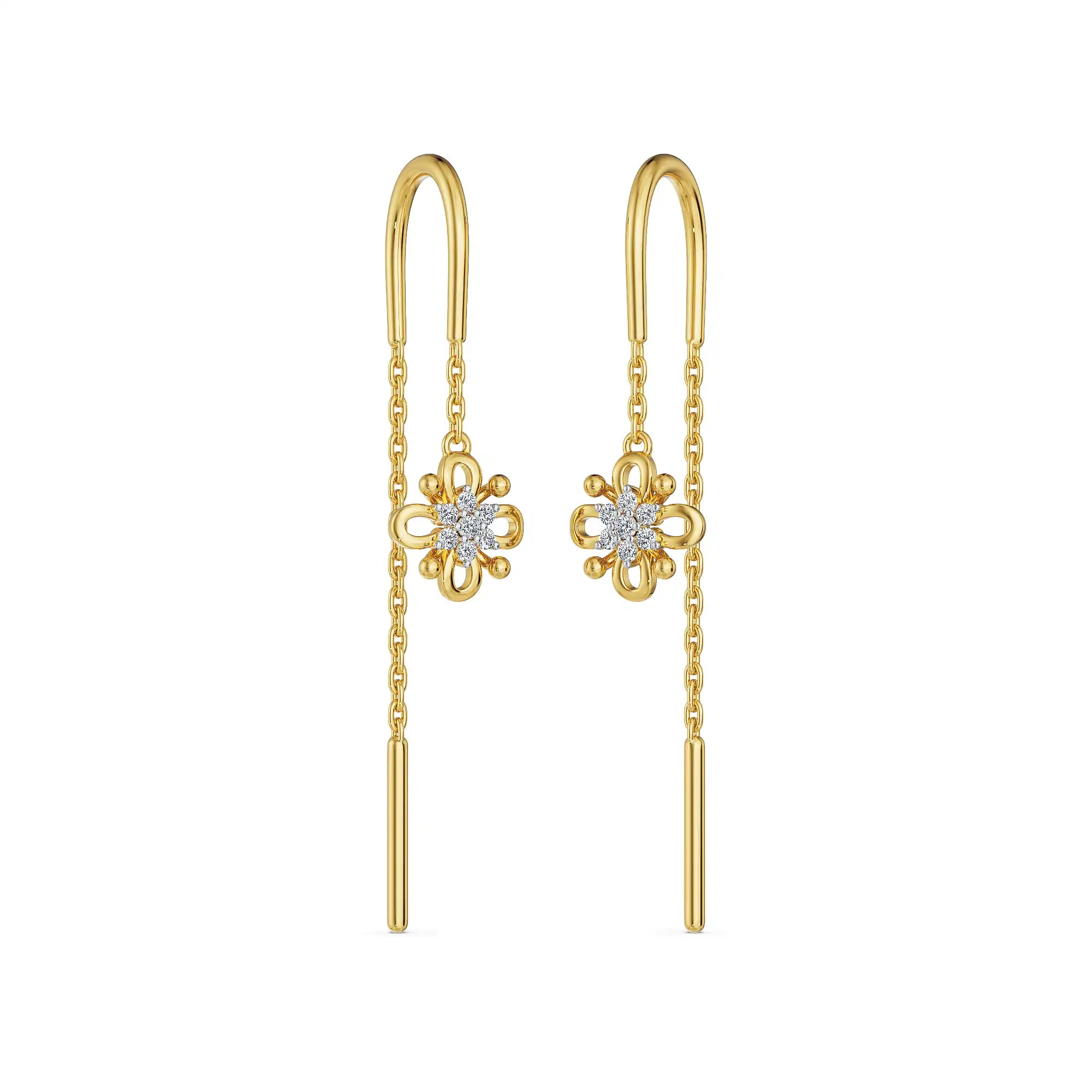 Lotus Sui Dhaga Lab Grown Diamond Earrings