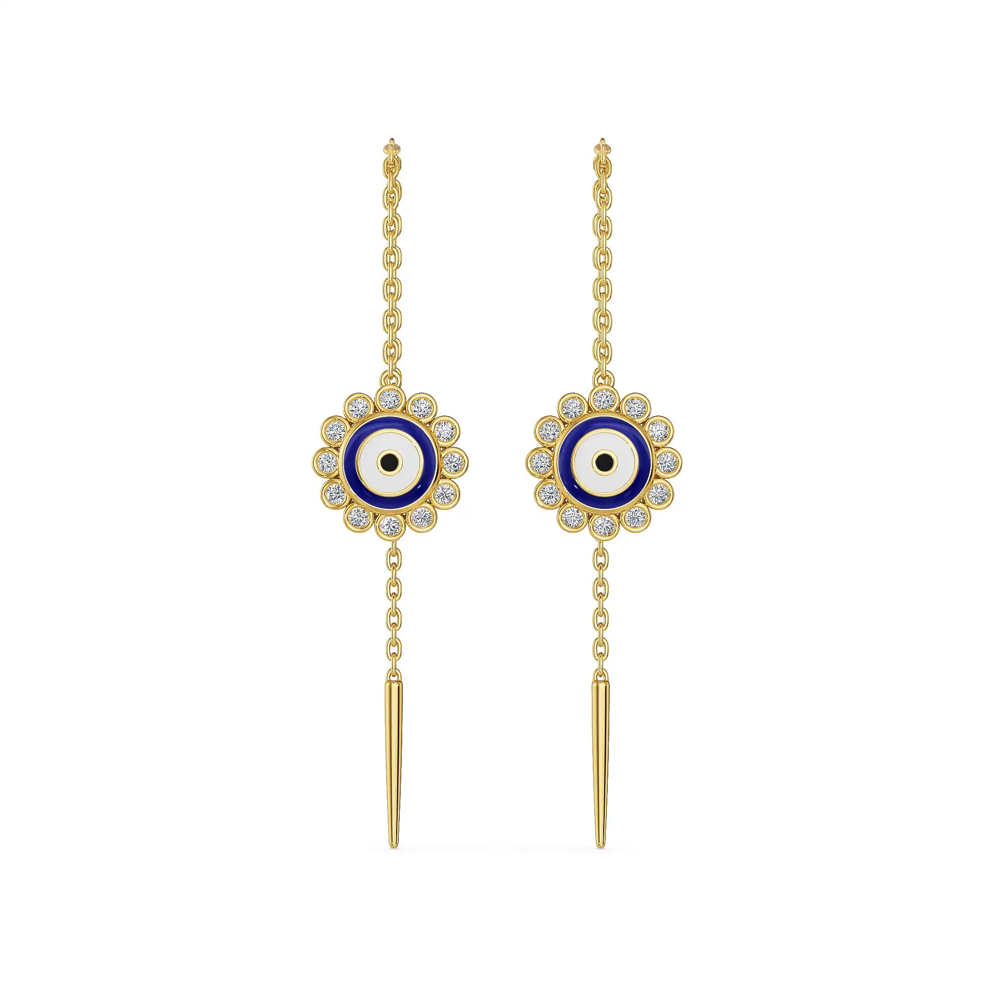 Evil Eye Sui Dhaga Lab Grown Diamond Earrings
