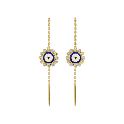 Evil Eye Sui Dhaga Lab Grown Diamond Earrings