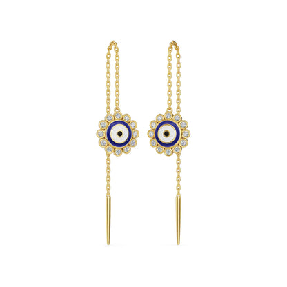 Evil Eye Sui Dhaga Lab Grown Diamond Earrings