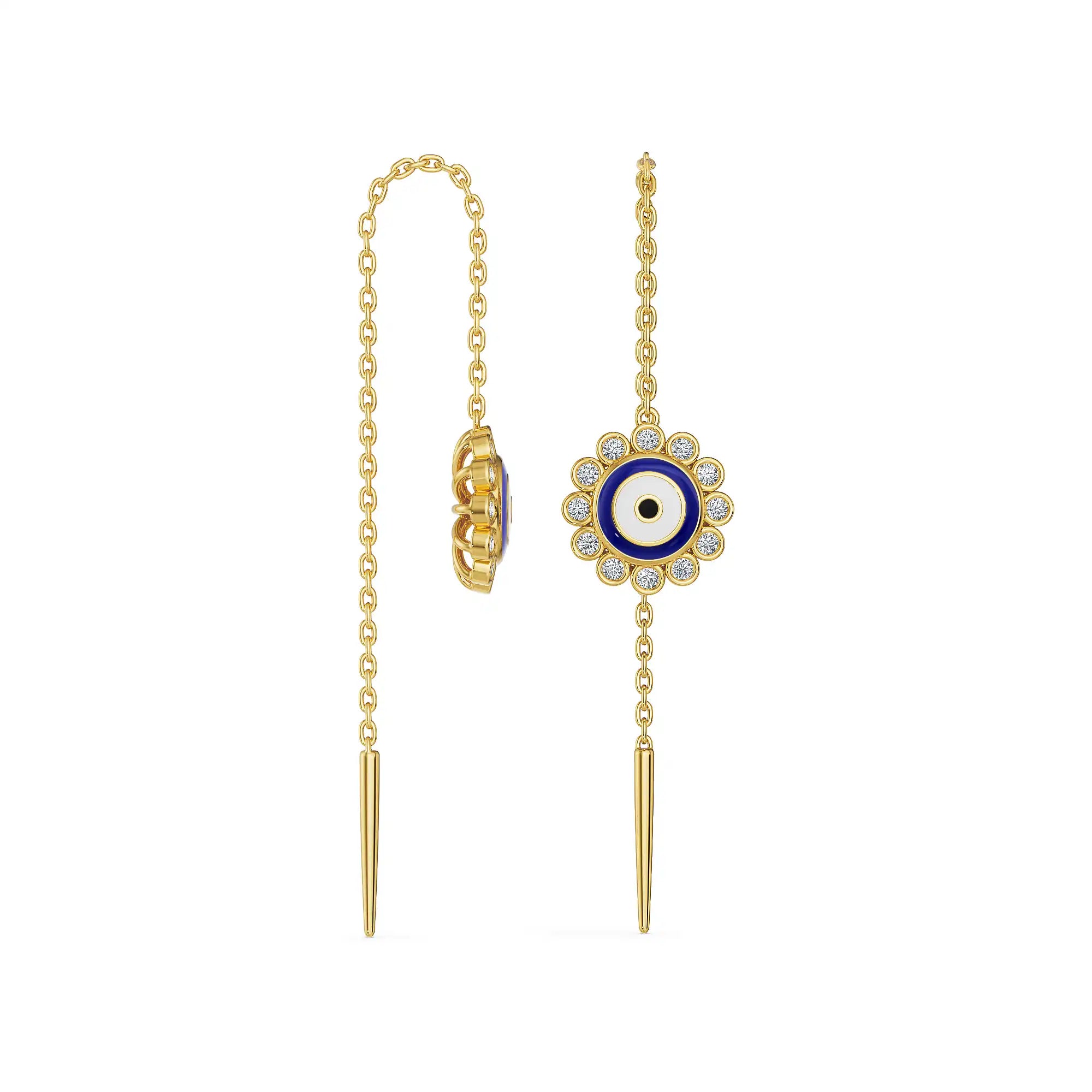 Evil Eye Sui Dhaga Lab Grown Diamond Earrings