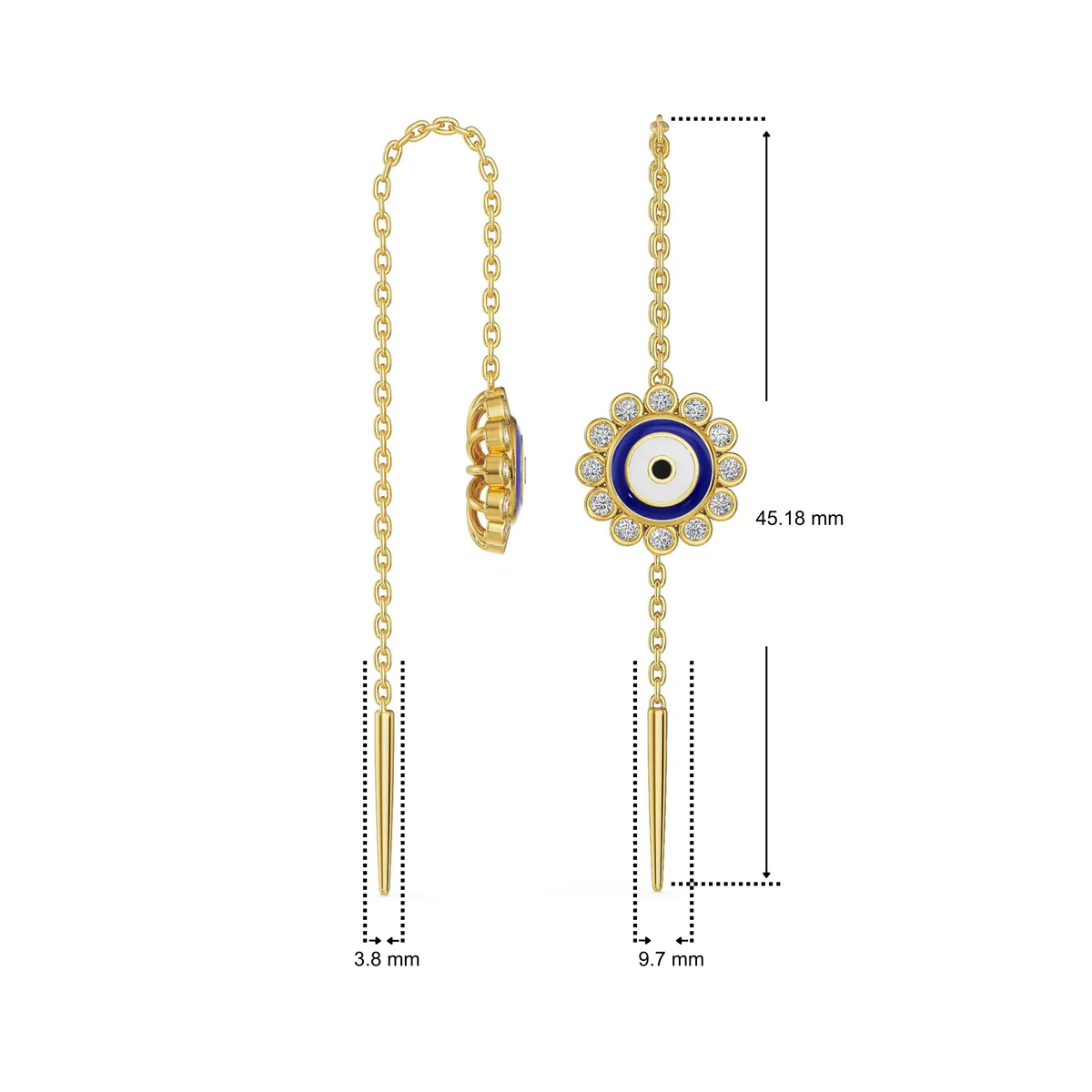 Evil Eye Sui Dhaga Lab Grown Diamond Earrings