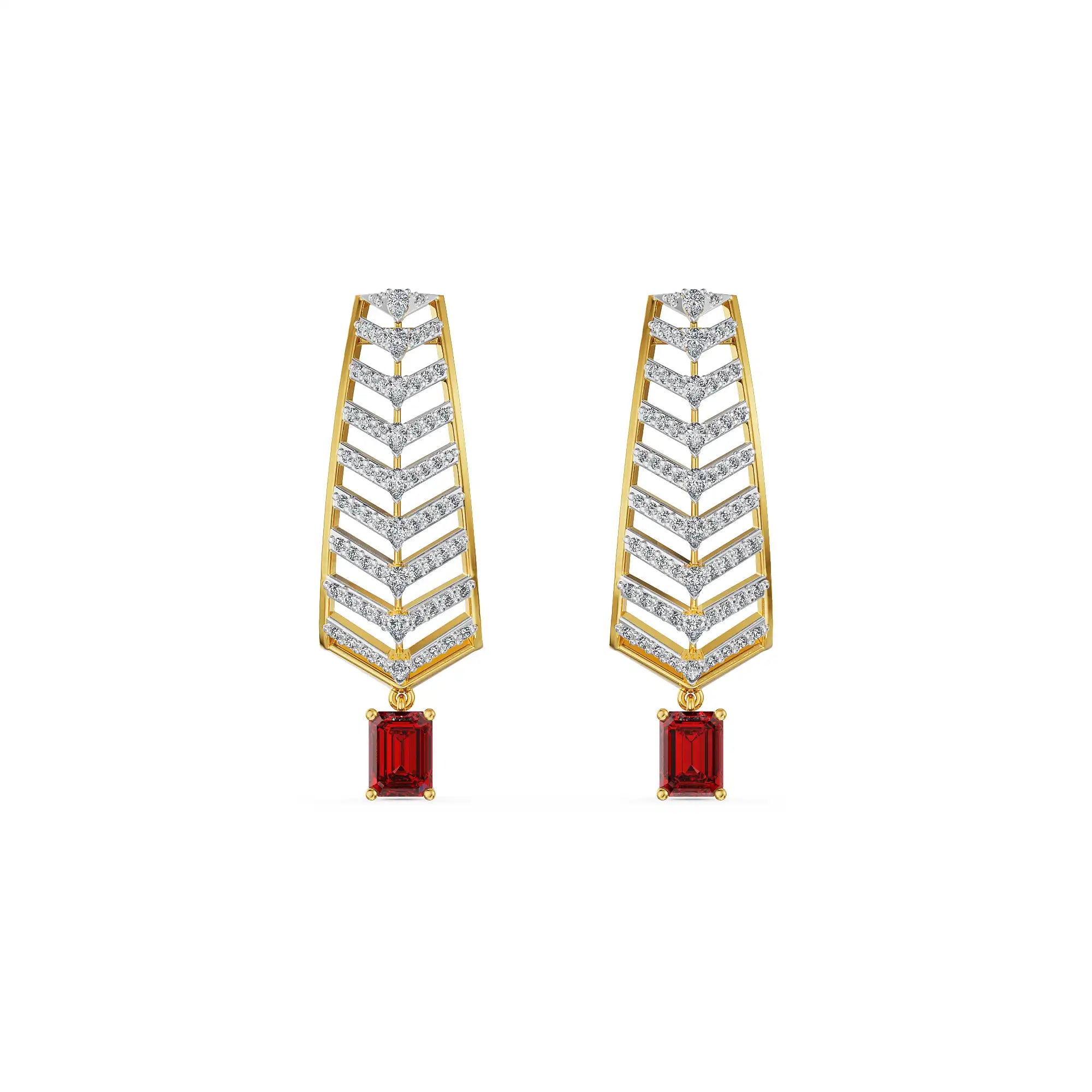 Ruby Drop Elegant Lab Grown Diamond Earrings