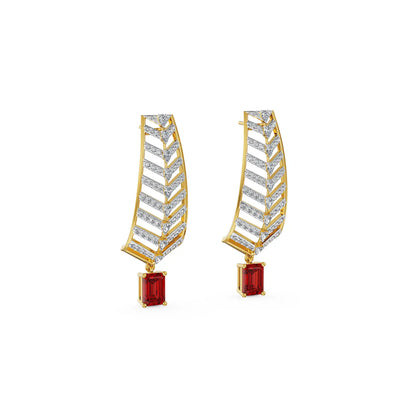 Ruby Drop Elegant Lab Grown Diamond Earrings