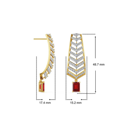 Ruby Drop Elegant Lab Grown Diamond Earrings