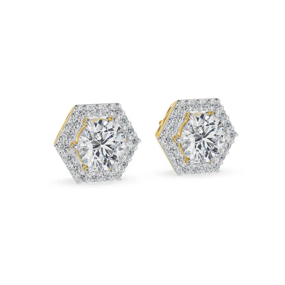 Hexa Halo Lab Grown Diamond Studs