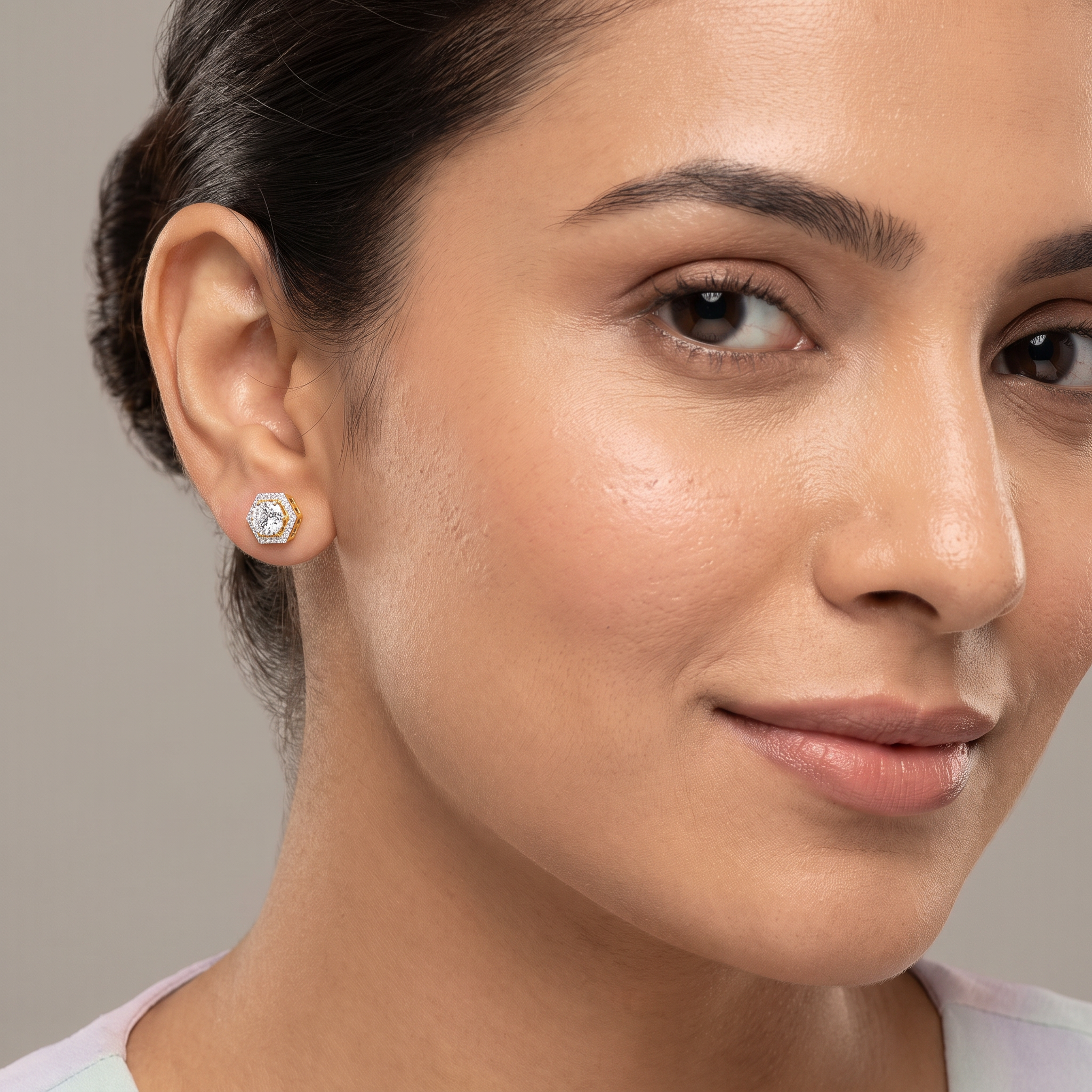 Hexa Halo Lab Grown Diamond Studs