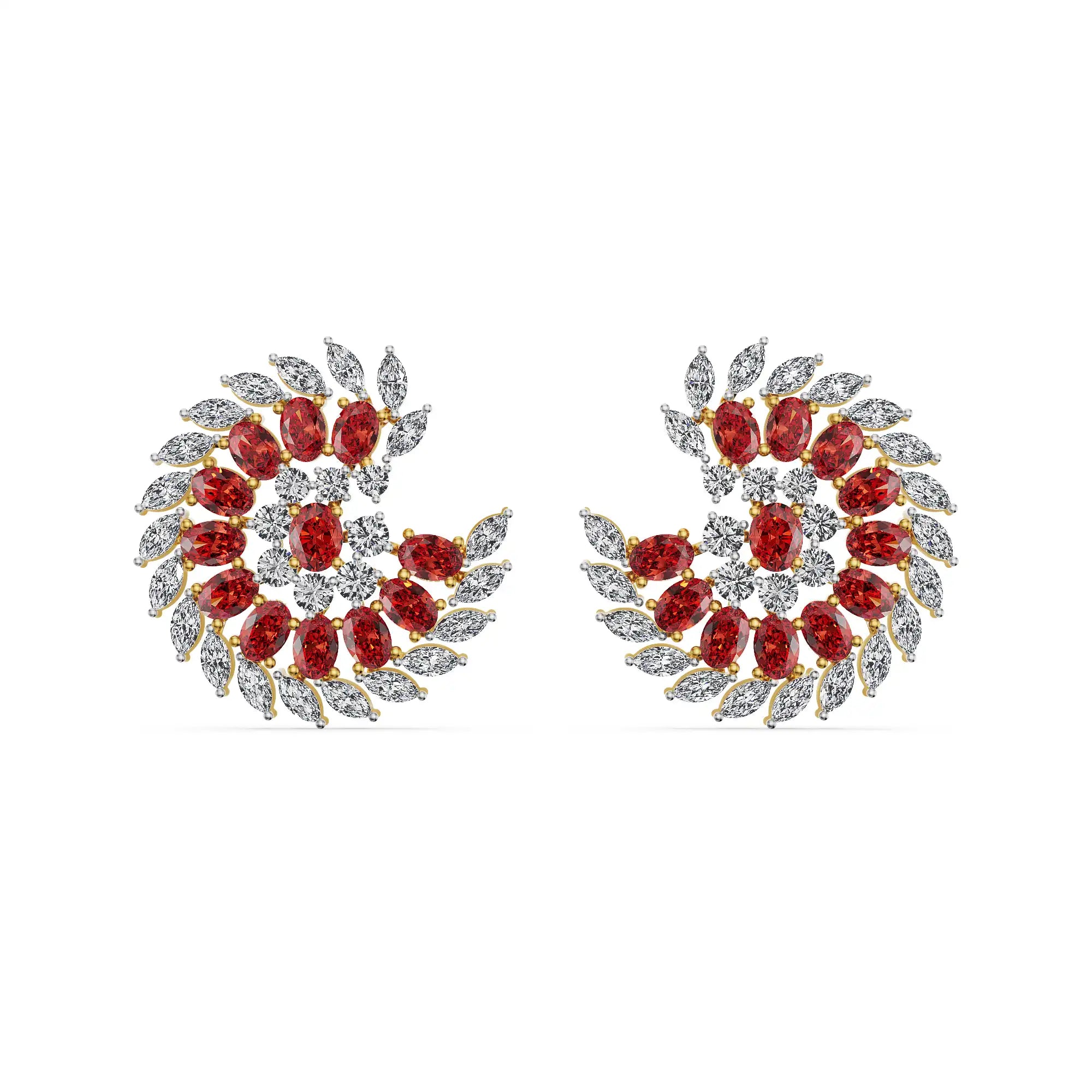 Ruby Spiral Aura Lab Grown Diamond Earrings
