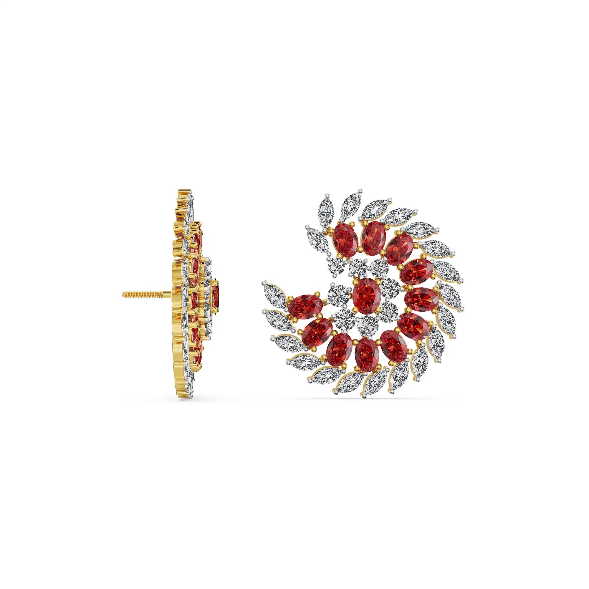Ruby Spiral Aura Lab Grown Diamond Earrings