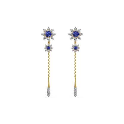 Midnight Bloom Sapphire Drop Earrings