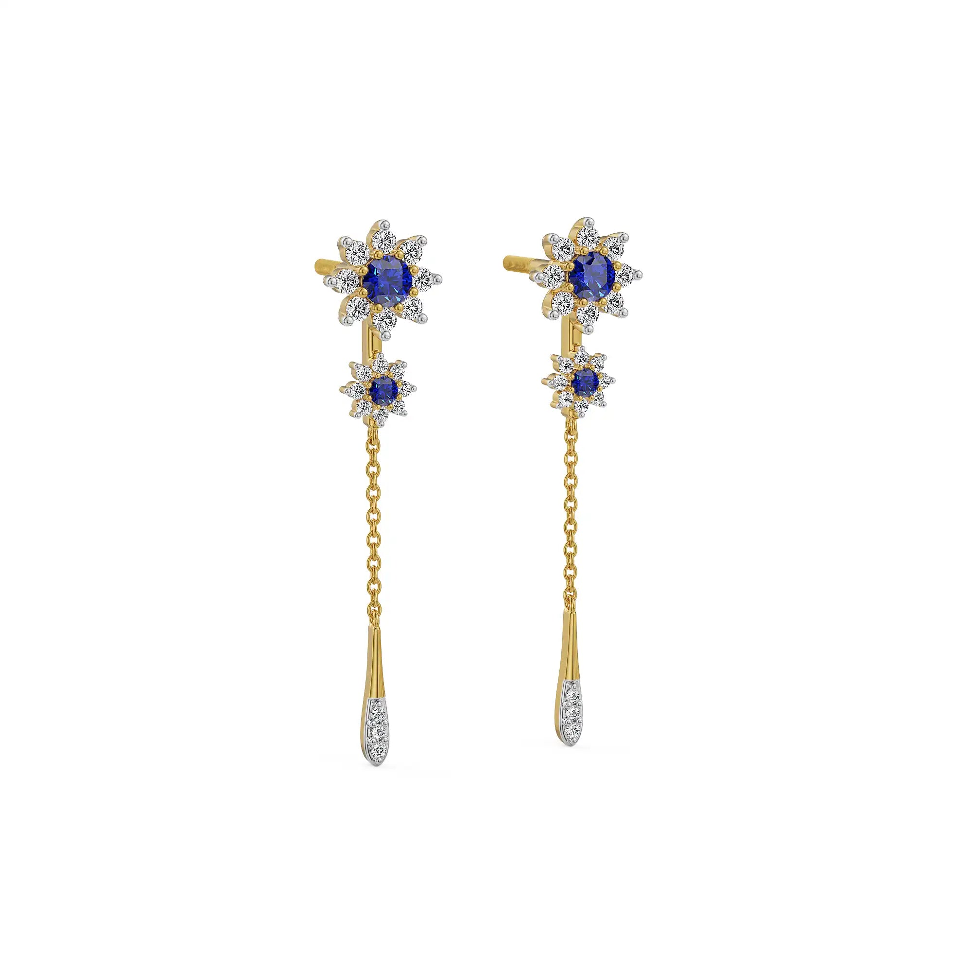 Midnight Bloom Sapphire Drop Earrings