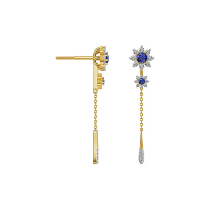 Midnight Bloom Sapphire Drop Earrings