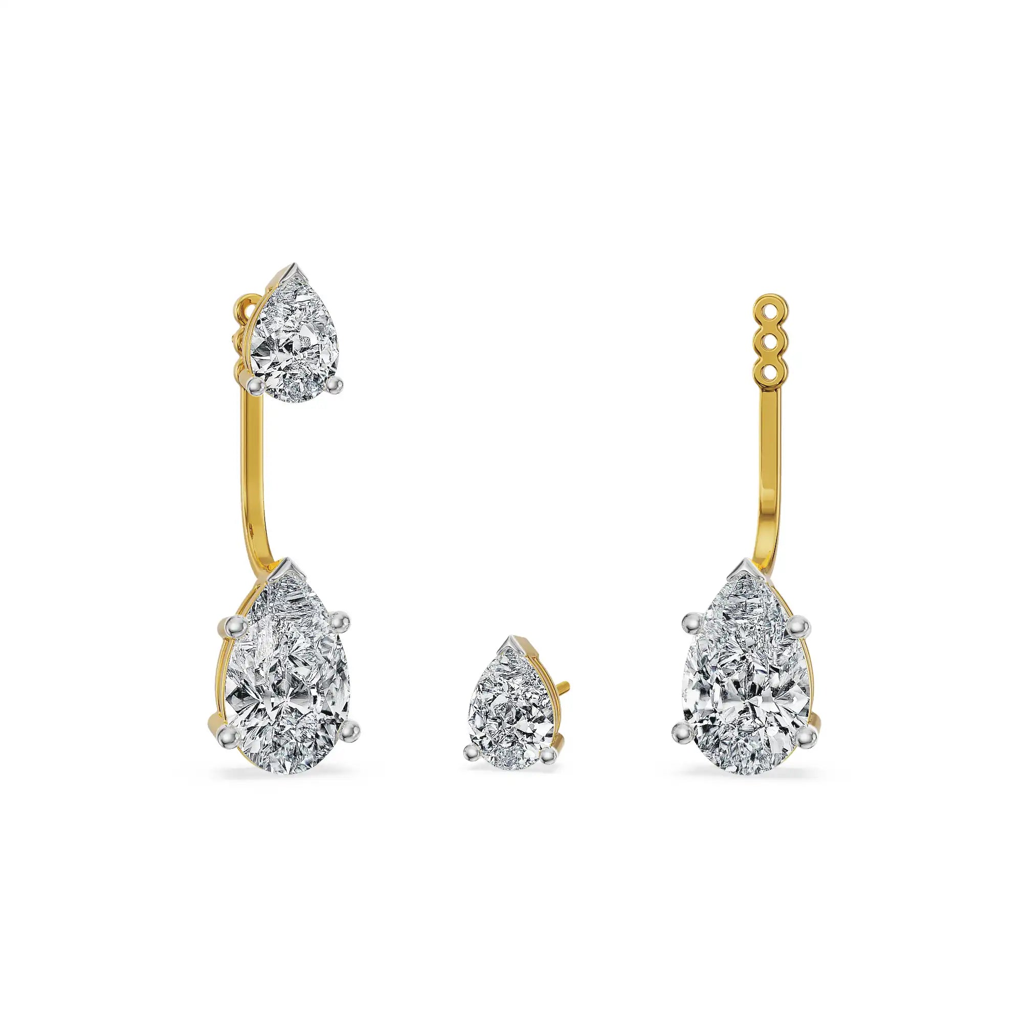 Twin Pear Detachable Lab Grown Diamond Earrings