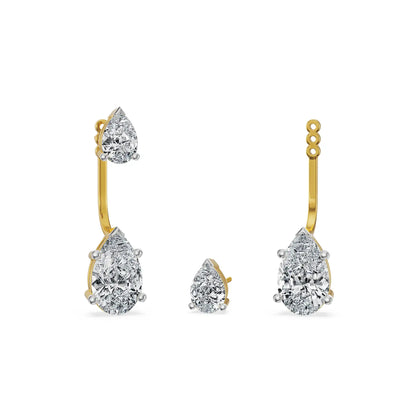 Twin Pear Detachable Lab Grown Diamond Earrings