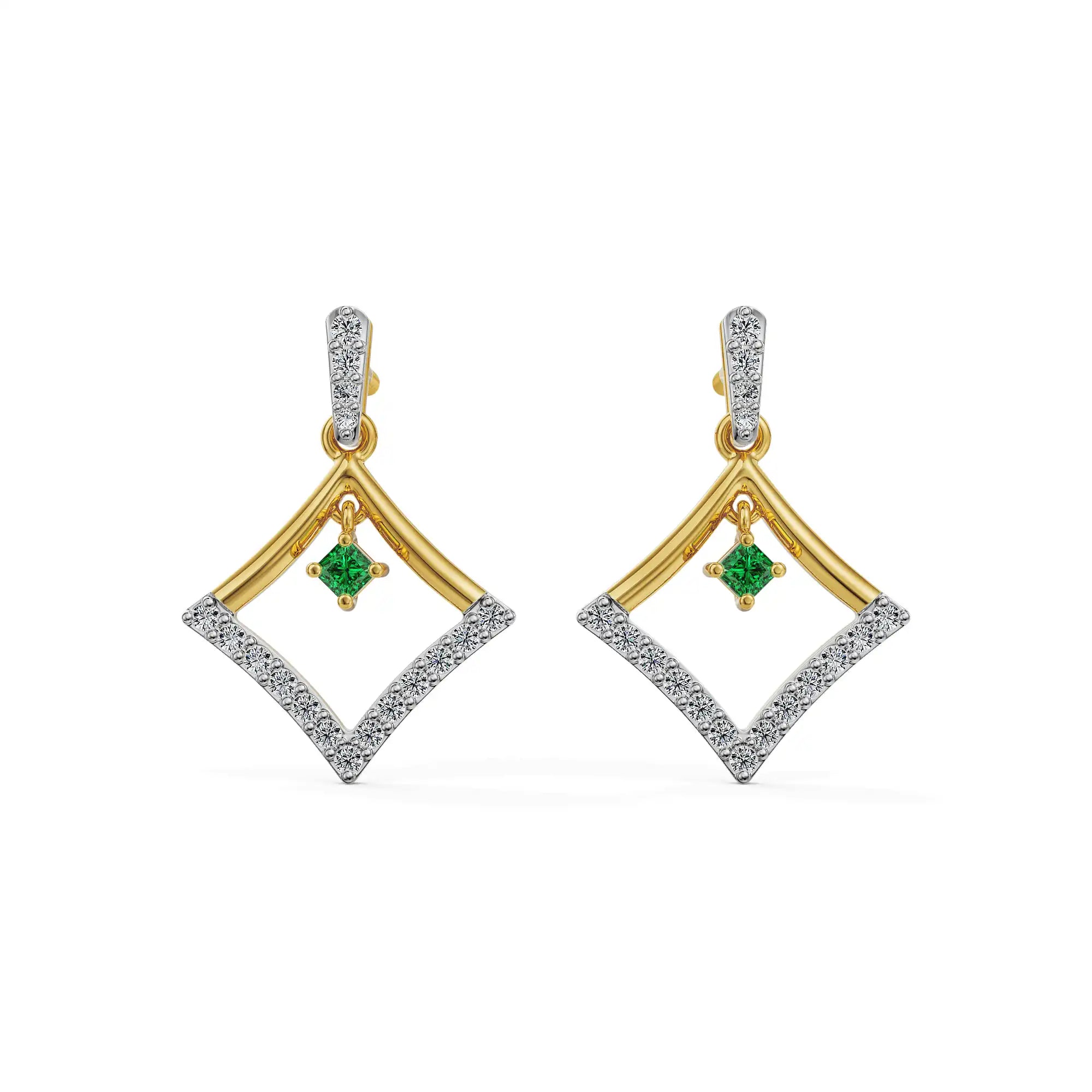 Elegant Emerald Lab Grown Diamond Earrings
