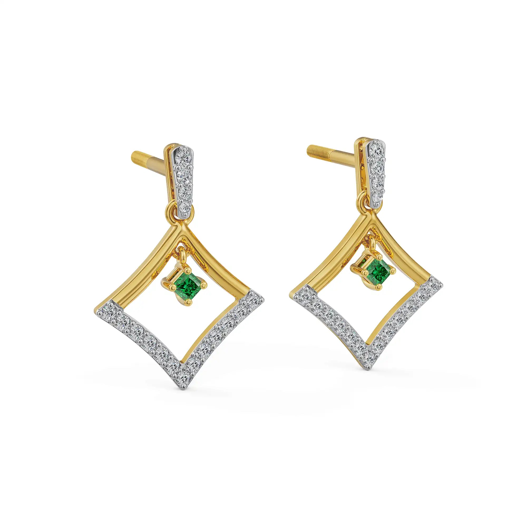 Elegant Emerald Lab Grown Diamond Earrings