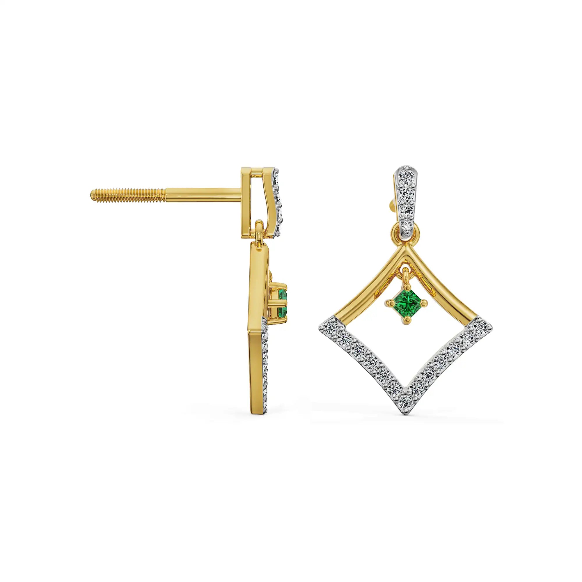 Elegant Emerald Lab Grown Diamond Earrings