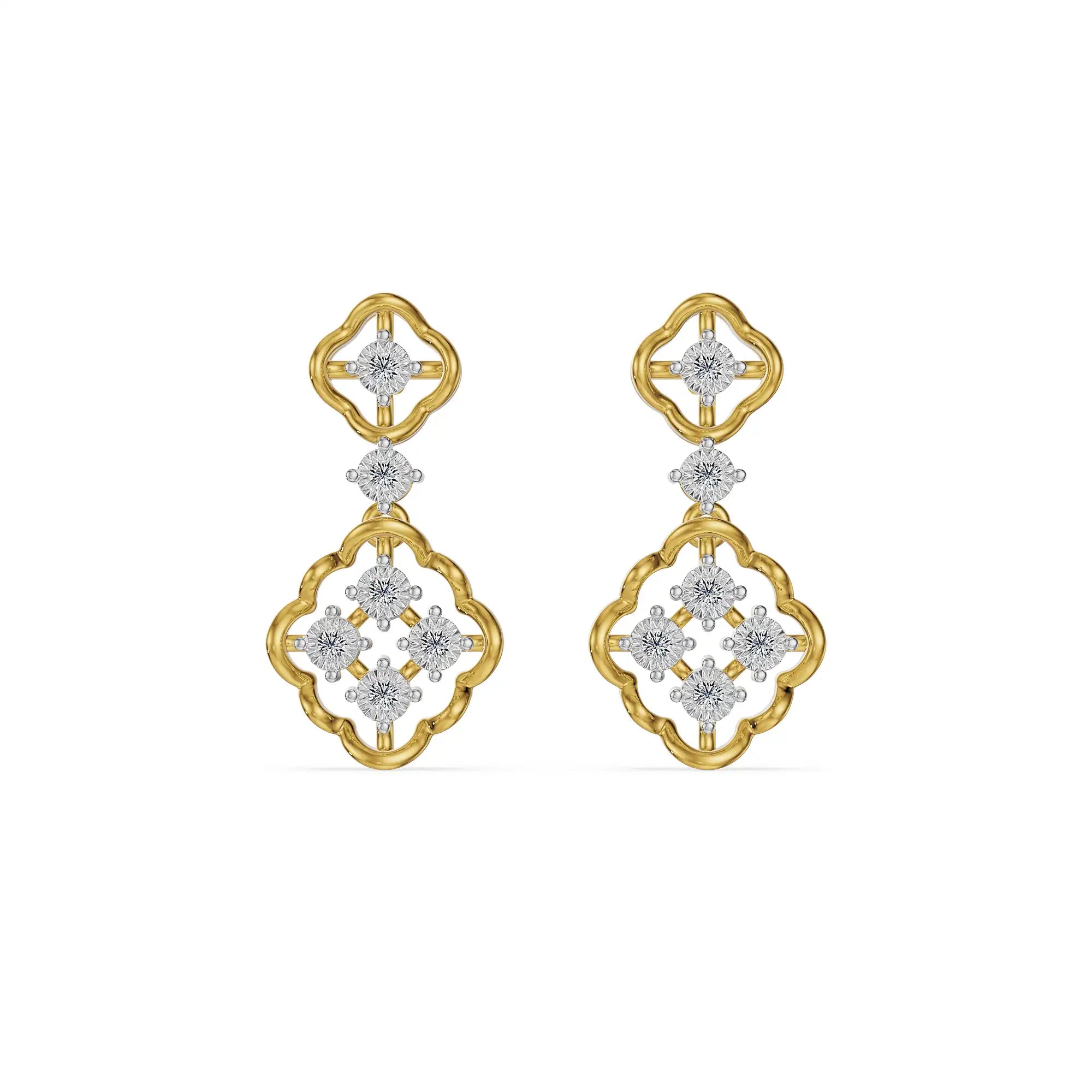 Clover Cascade Lab Grown Diamond Drop Earrings