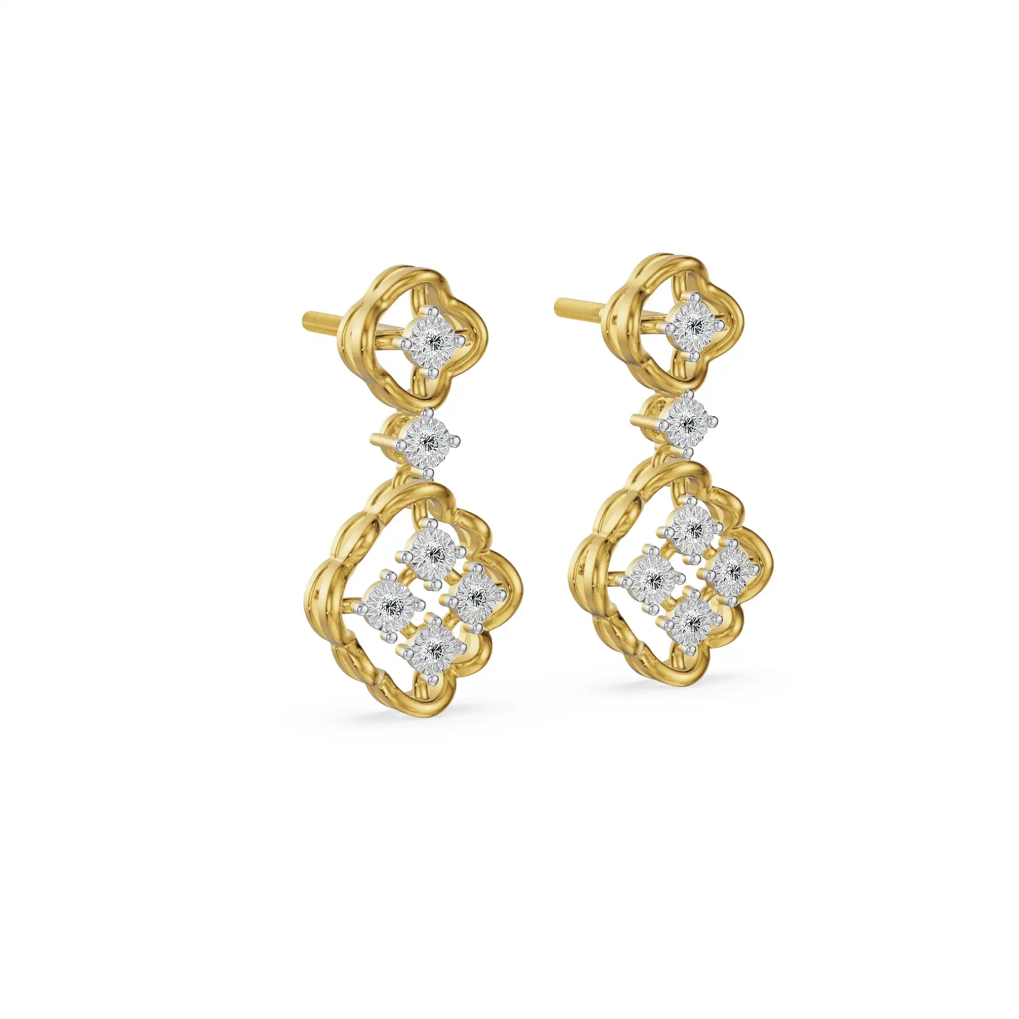 Clover Cascade Lab Grown Diamond Drop Earrings