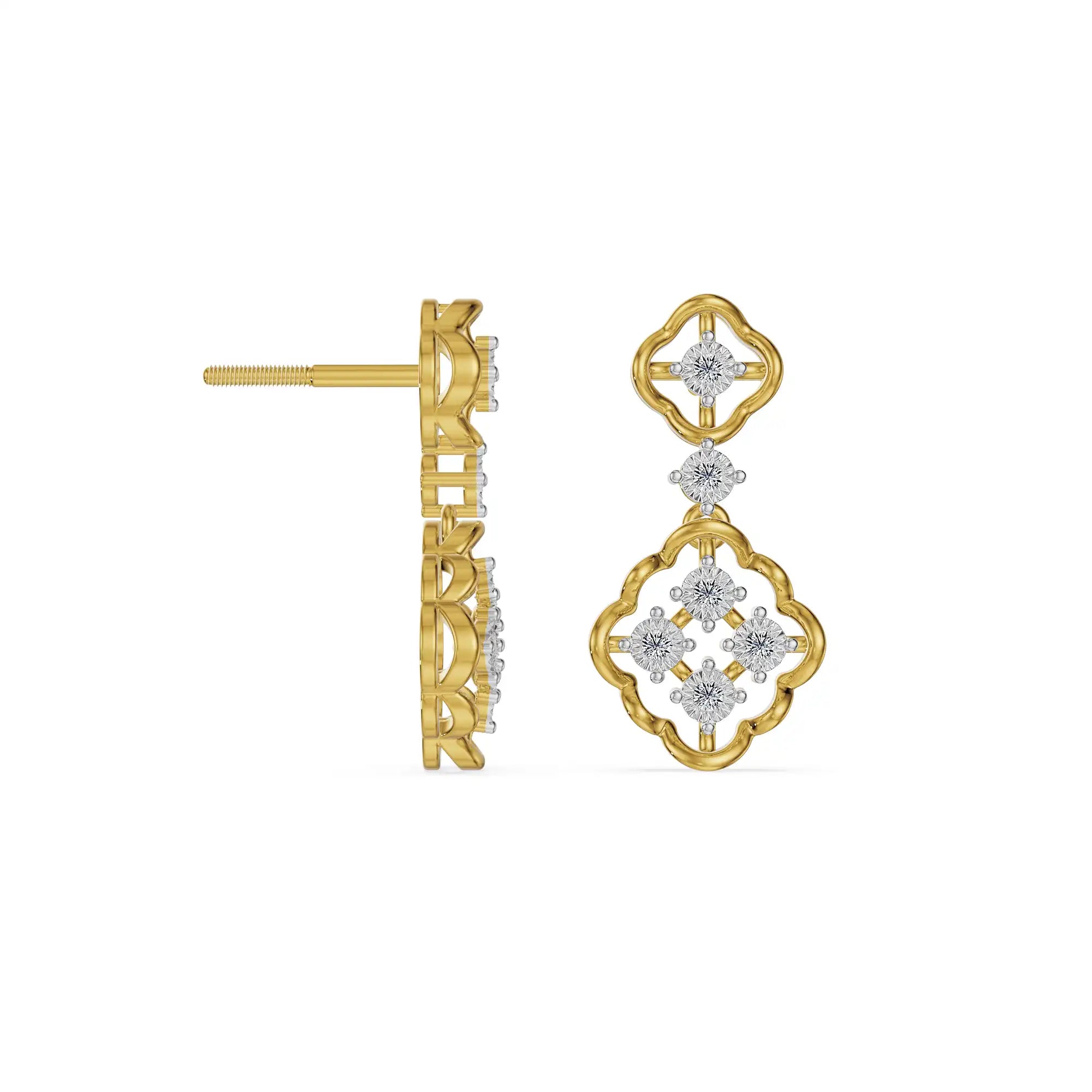 Clover Cascade Lab Grown Diamond Drop Earrings