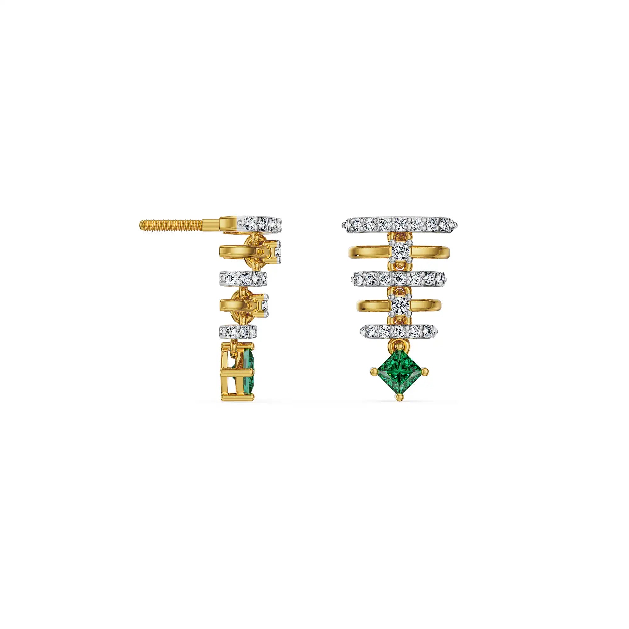 Emerald Rhythm Lab Grown Diamond Drop Earrings