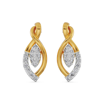 Diamond Dazzle Earrings Front View in 9KT