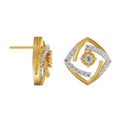 Square Styled Diamond Earrings Prospective view