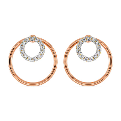 Round in Round Diamond Earrings Front view