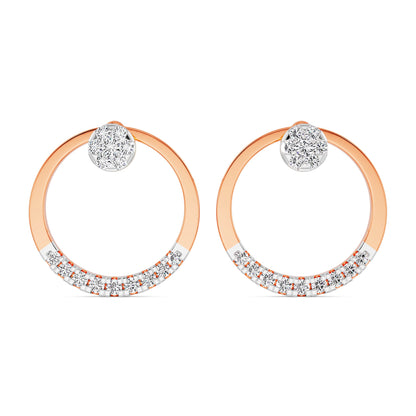 Brilliant Orbit Diamond Earrings Front View in 9KT