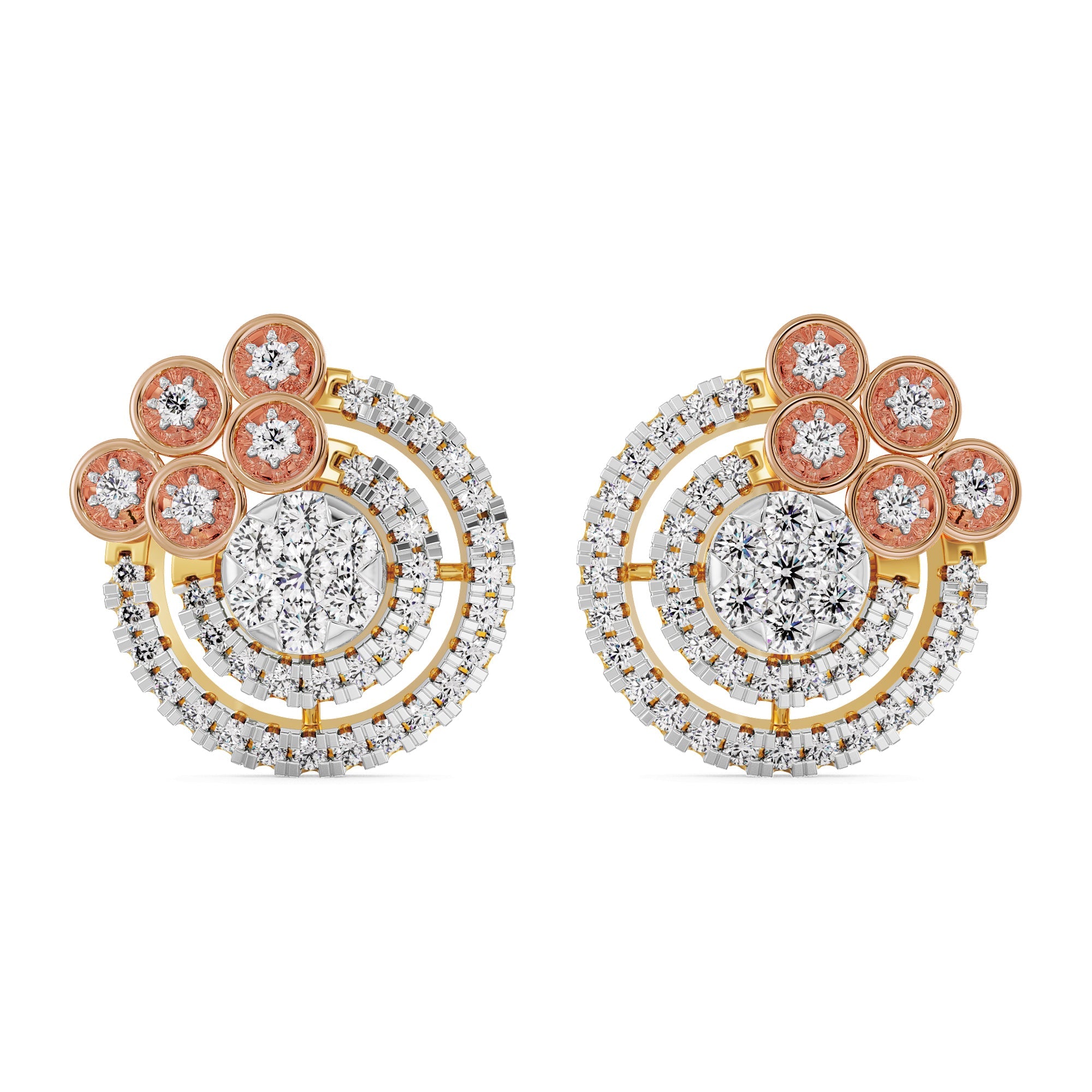 Shimmering Diamond Earrings Front View in 9KT