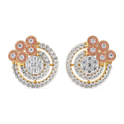 Shimmering Diamond Earrings Front View in 9KT