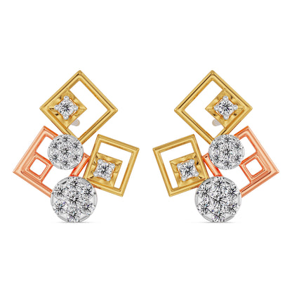 Geometrical Diamond Earrings front view