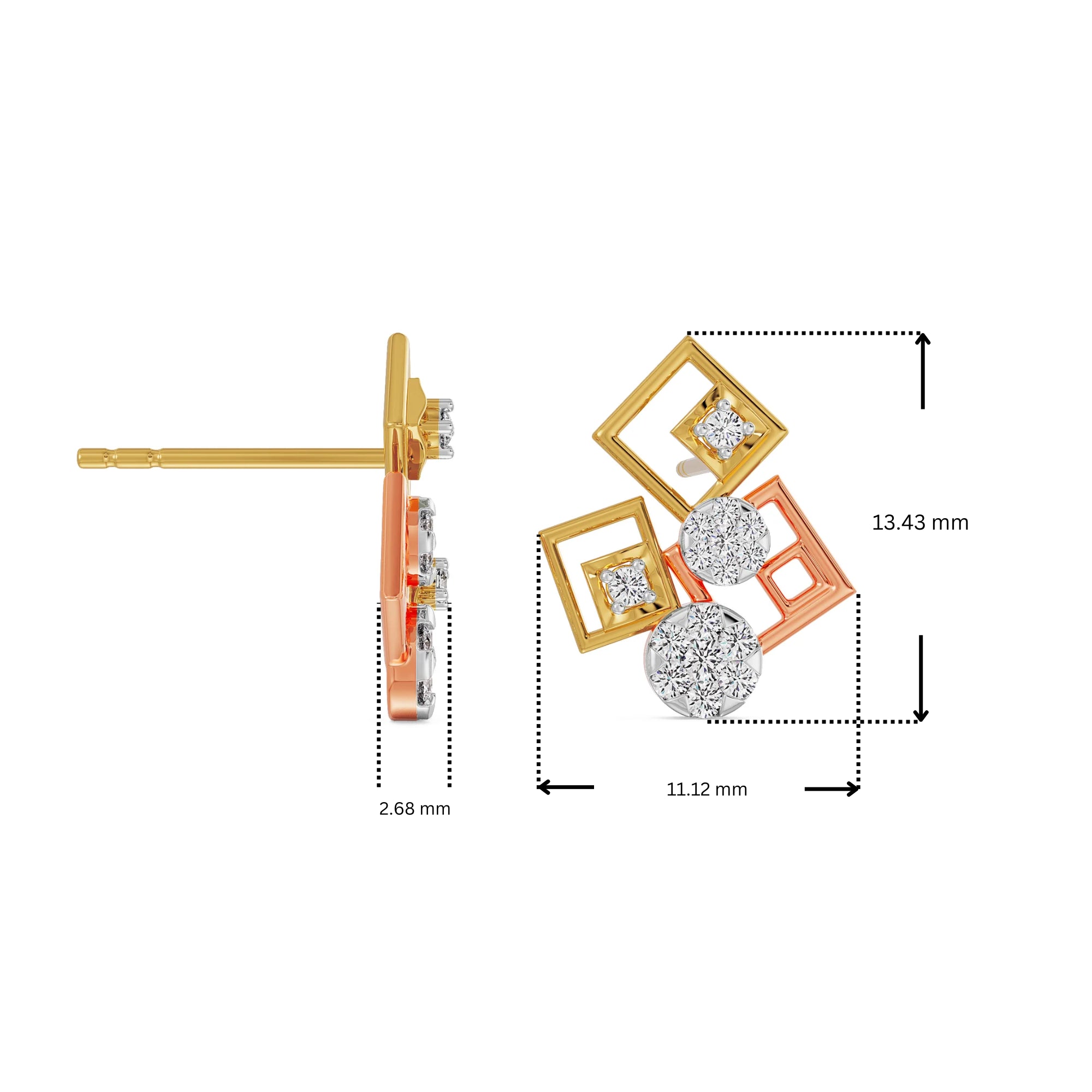 Geometrical Lab Grown Diamond Earrings 9KT