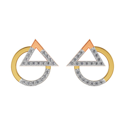 Modern Diamond Duo Earrings Front View in 9KT