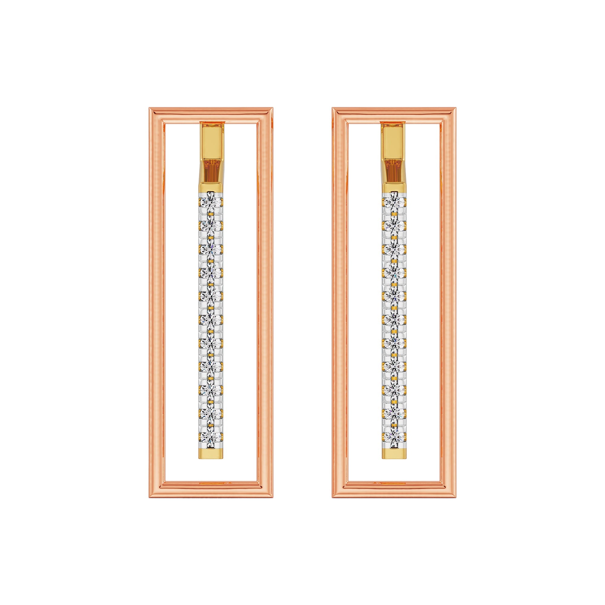 Vertical Bar Diamond Earrings Front view in 9KT