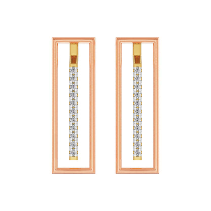 Vertical Bar Diamond Earrings Front view in 9KT