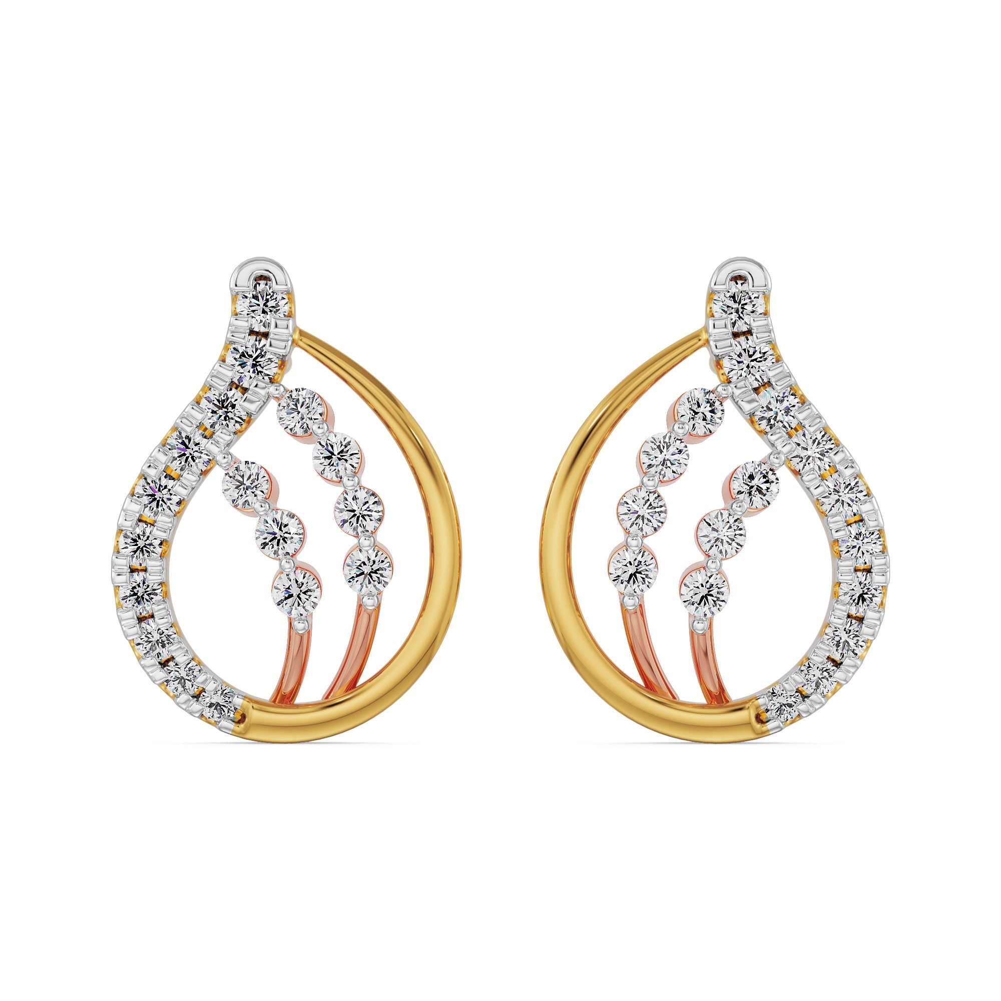 Dazzling Diamond Earrings Front View in 9KT