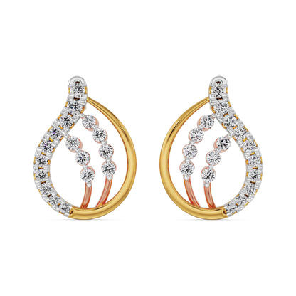 Dazzling Diamond Earrings Front View in 9KT