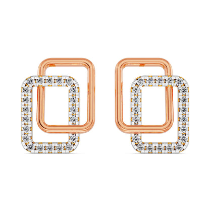 Cubic Diamond Earrings Front view in 9KT