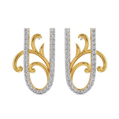 U Fusion Diamond Earrings Front View in 9KT
