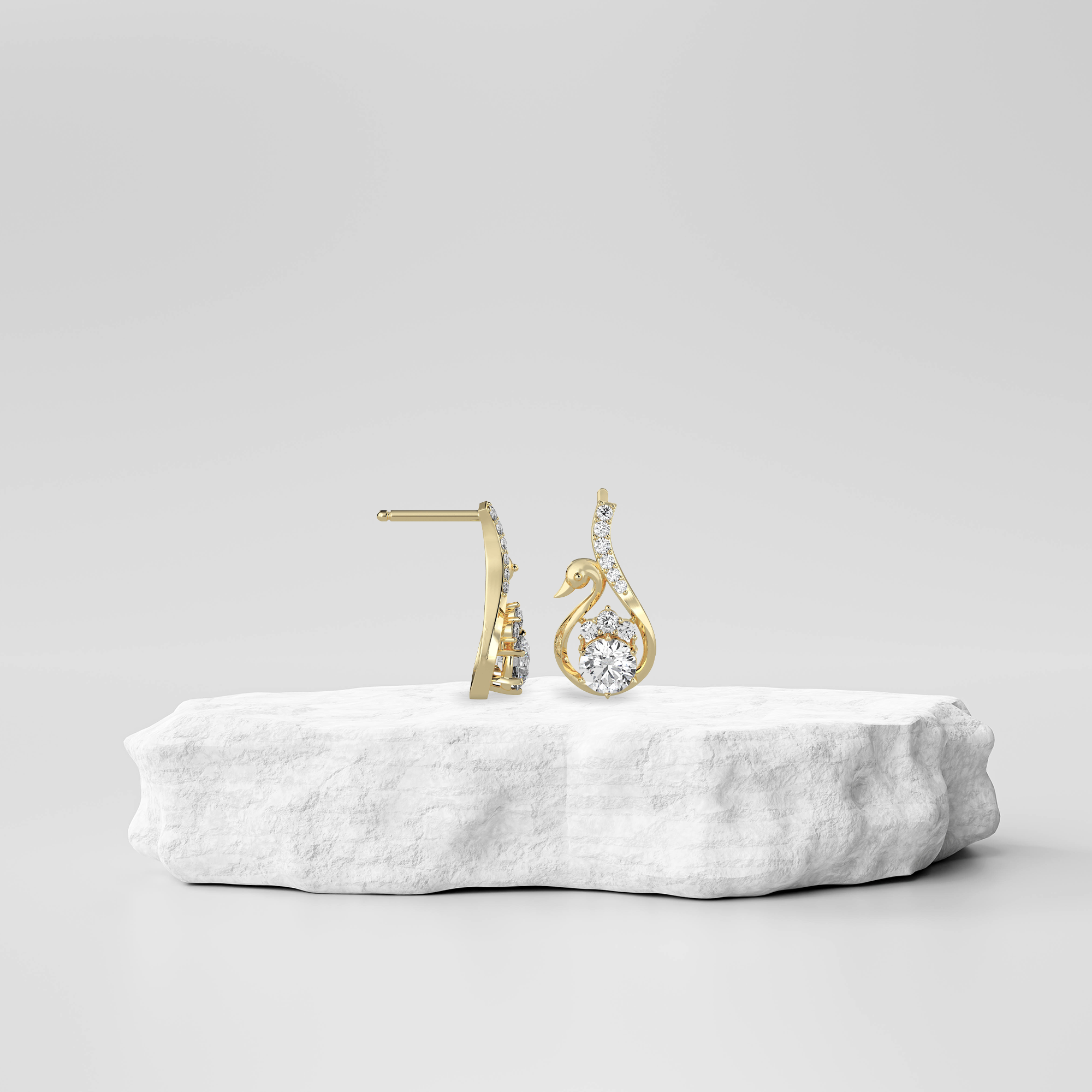 Majestic Swan Diamond Earrings Prospective View