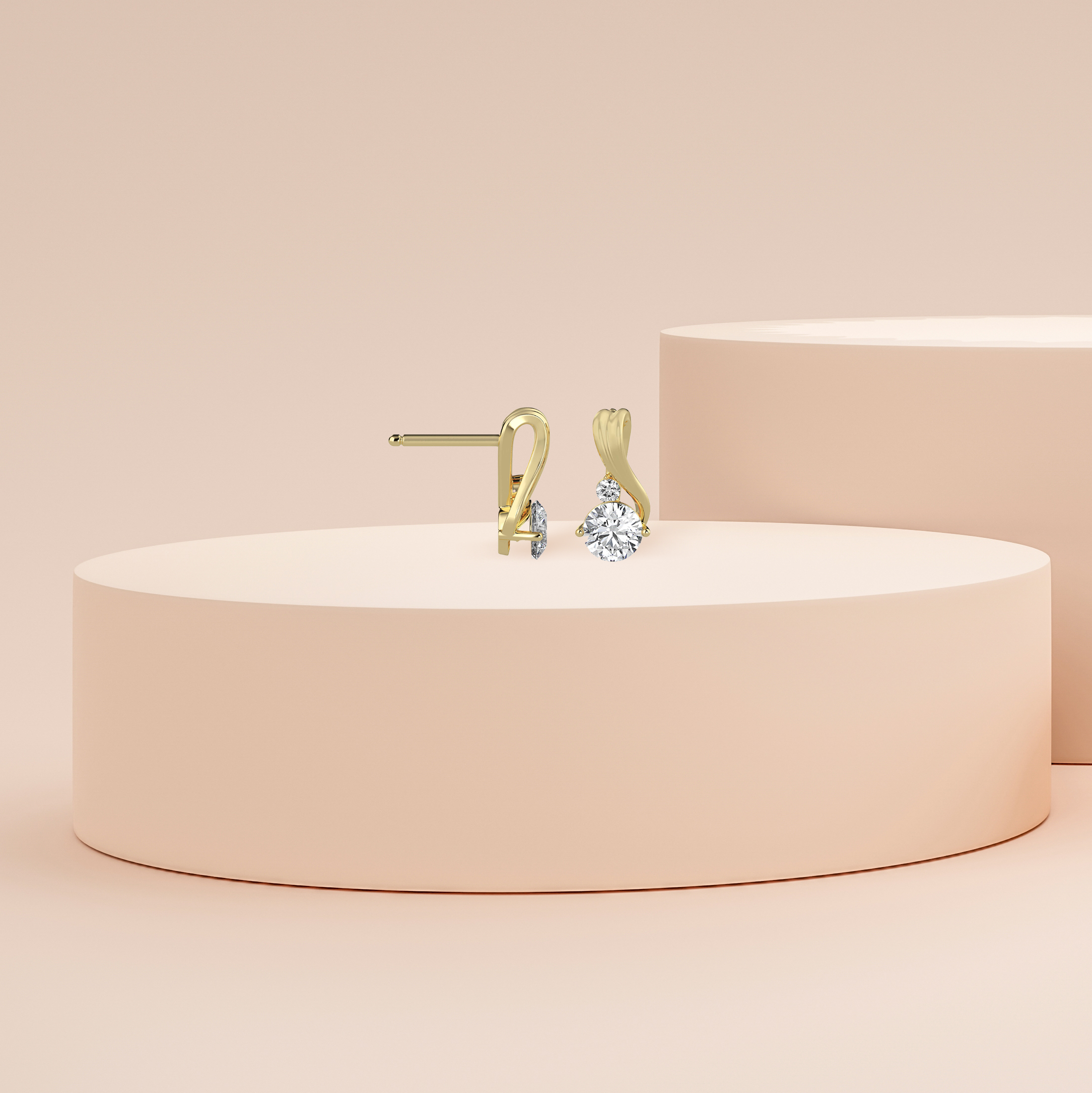 Diamond Melodic Solitaire Earrings Prospective View