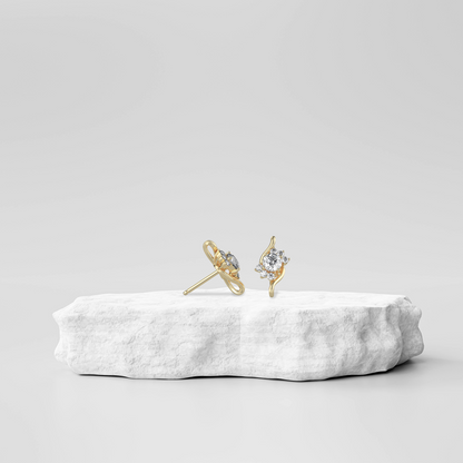 Timeless Floral Diamond Earrings Prospective View